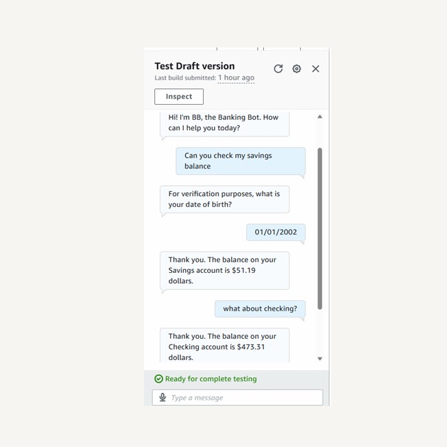 Amazon Lex Banking Chatbot